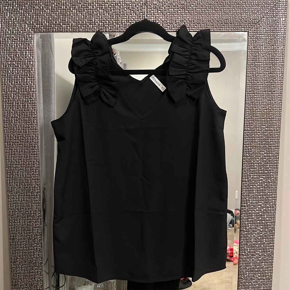 Black Ruffle Zenana Tank!